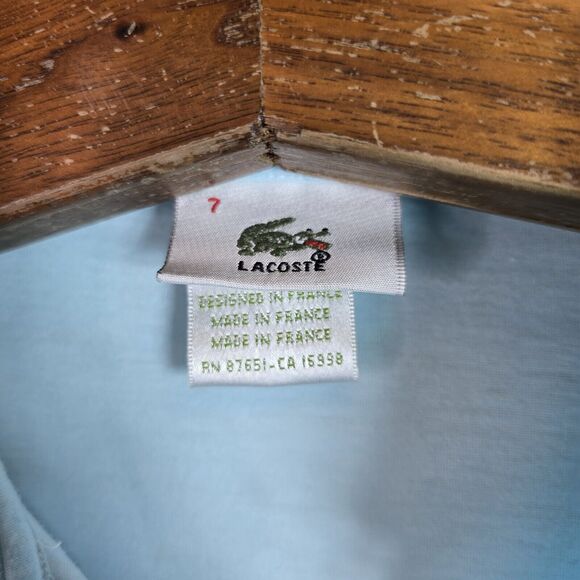 Lacoste Vintage Blue Polo Shirt Size 7 Made in France Logo Striped Short Sleeve - Picture 5 of 9